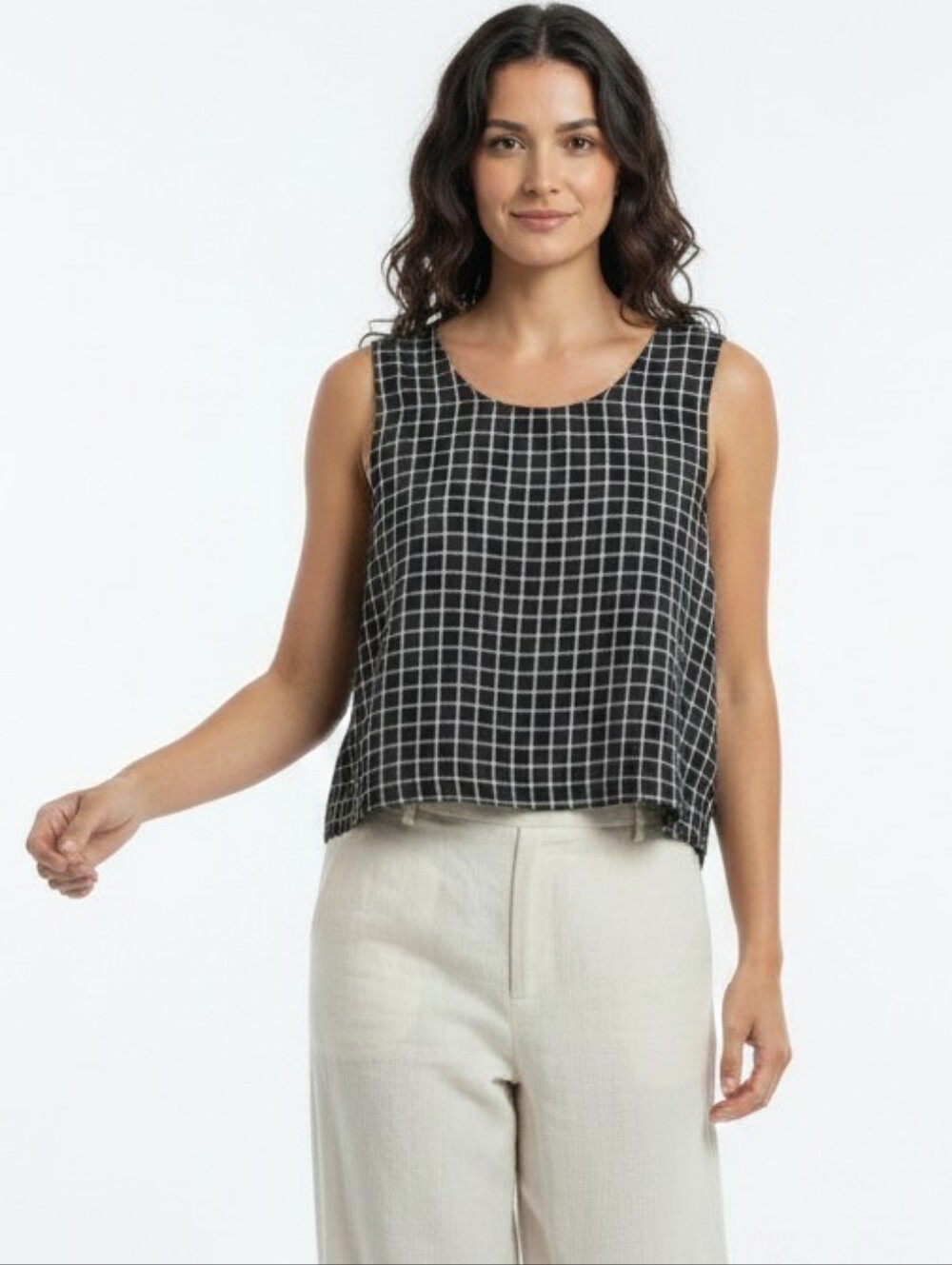 Amanda Moss Windowpane Grid Tank Top